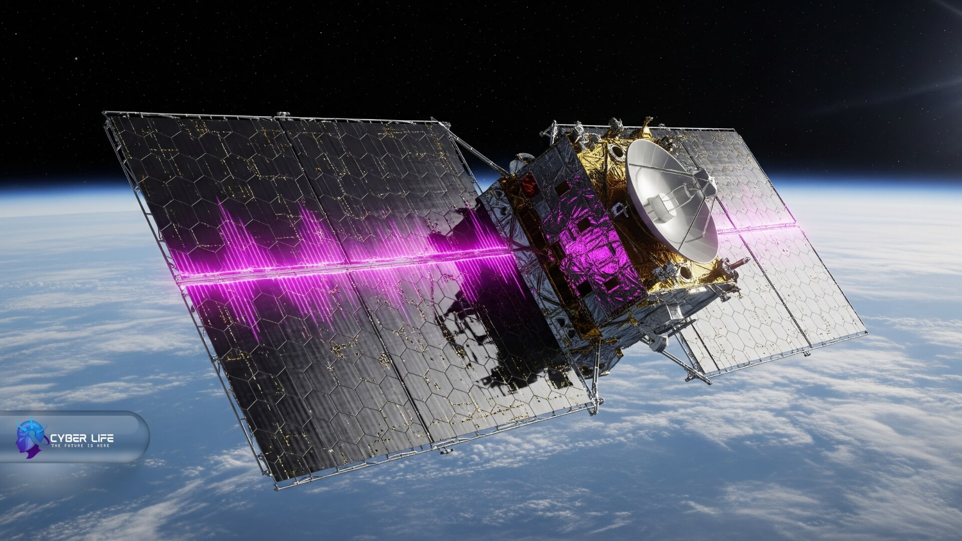 ماهواره BlueBird 6 شرکت AST SpaceMobile در حال باز شدن آرایه‌های خورشیدی در مدار زمین