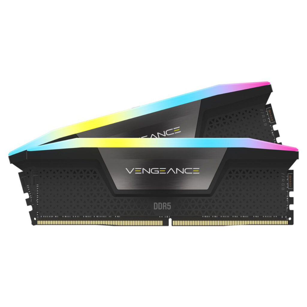 نمای جلویی رم کورسیر VENGEANCE RGB ظرفیت 96 گیگابایت با نورپردازی روشن