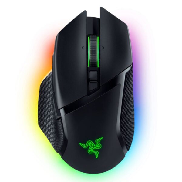 نمای بالا ماوس ریزر Basilisk V3 Pro با نورپردازی RGB