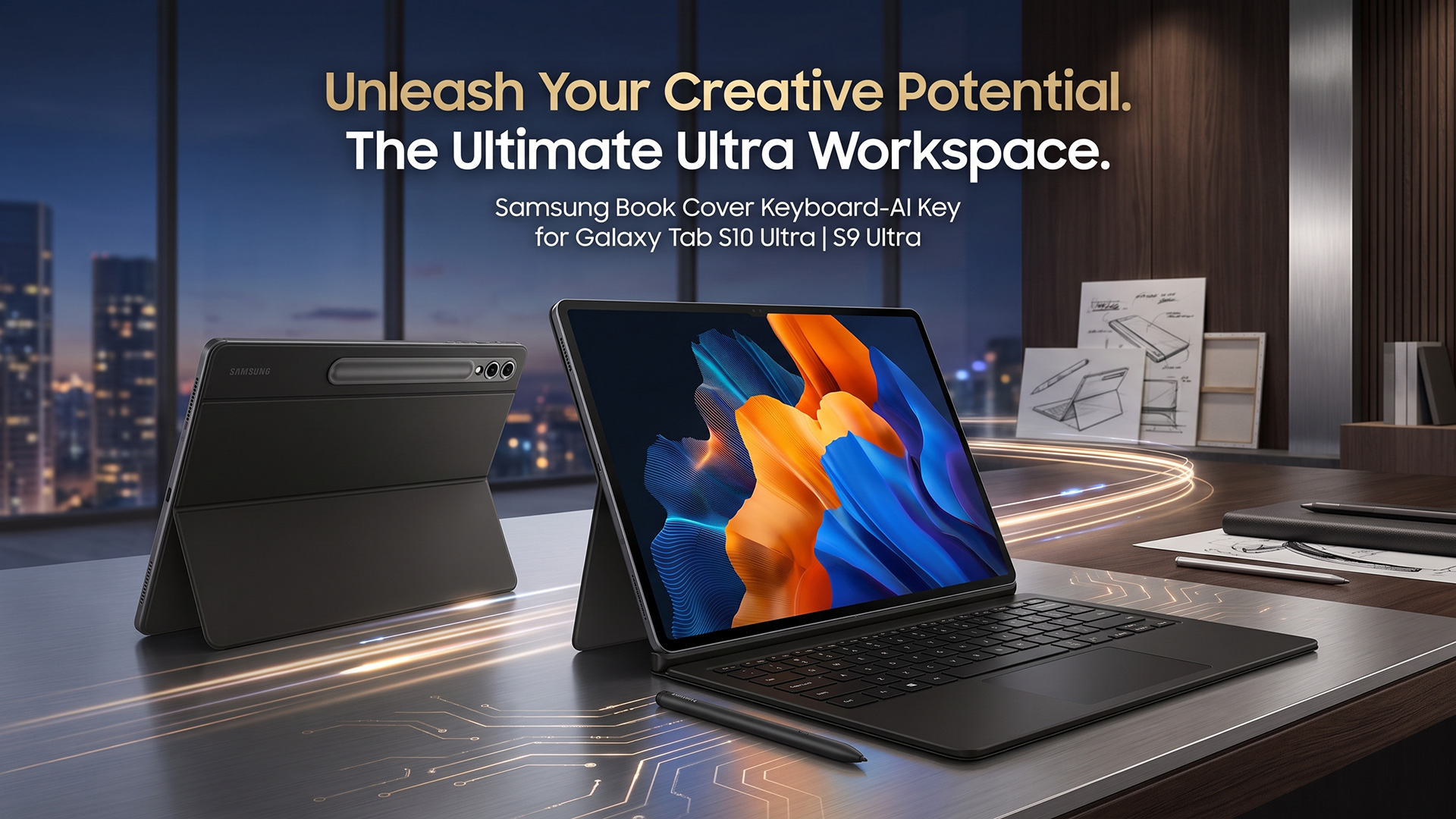 کیف کلاسوری کیبورد دار تبلت سامسونگ مدل AI Key EF-DX925 مناسب Galaxy Tab S10 Ultra | S9 Ultra