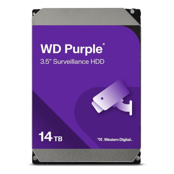 نمای جلوی هارد 14 ترابایت وسترن دیجیتال بنفش مدل WD140PURZ