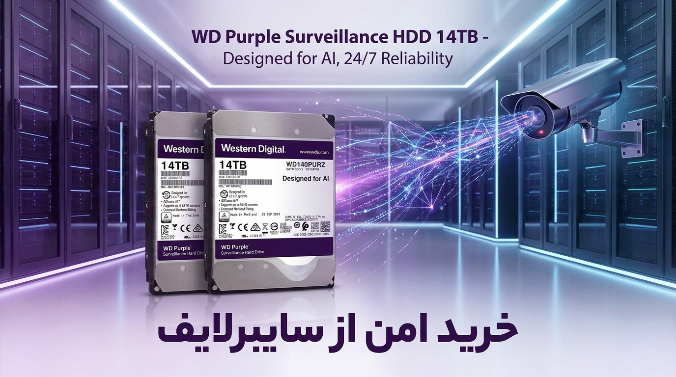 هارد وسترن بنفش 14 ترابایت نصب شده داخل رک سرور امنیتی