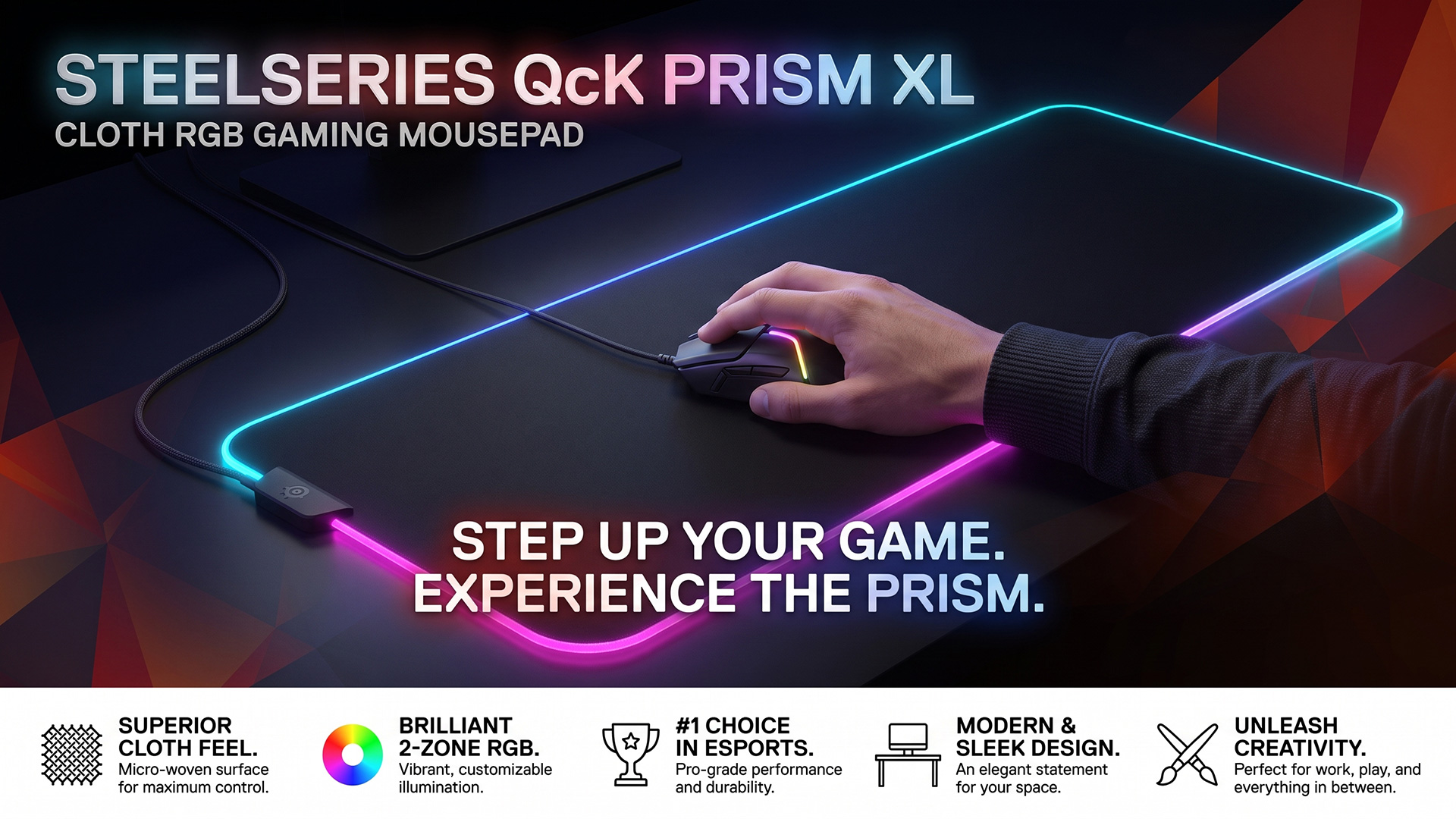 سفارش آنلاین ماوس پد SteelSeries مدل QcK Prism XL