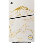 طرح برجسته خطوط طلایی کینتسوگی روی بدنه PS5 Slim